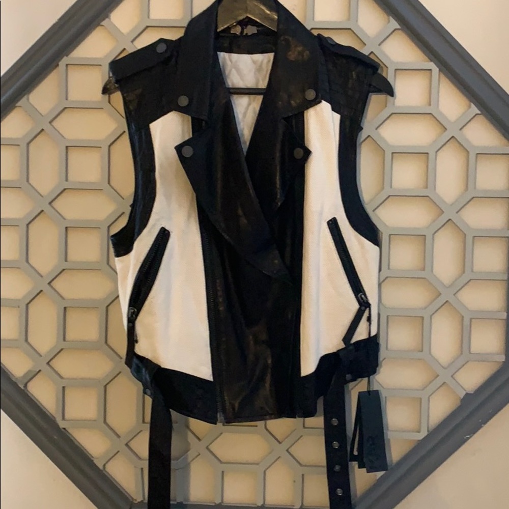 Rare Karl Lagerfeld Leather Biker Vest NWT